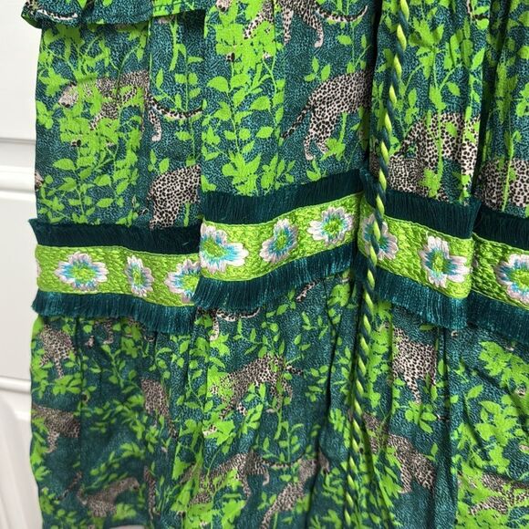 TAJ by Sabrina Crippa Green Long Patterned Sleeve Sundress - NWOT - Size Small - Picture 5 of 5
